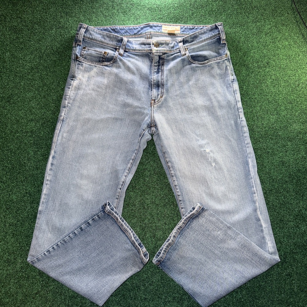 Orvis Jeans Mens 36x32 Light Blue 1856 Denim Stretch Five Pocket Straight Leg